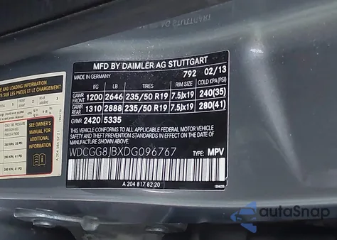 2013 Mercedes-Benz Glk 350 4Matic из США, поврежденный, VIN WDCGG8JBXDG096767